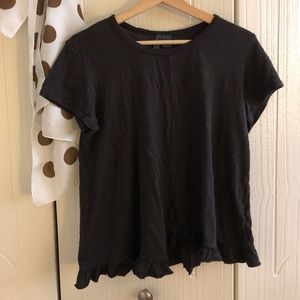 Anthropologoe shirt with ruffle bottom